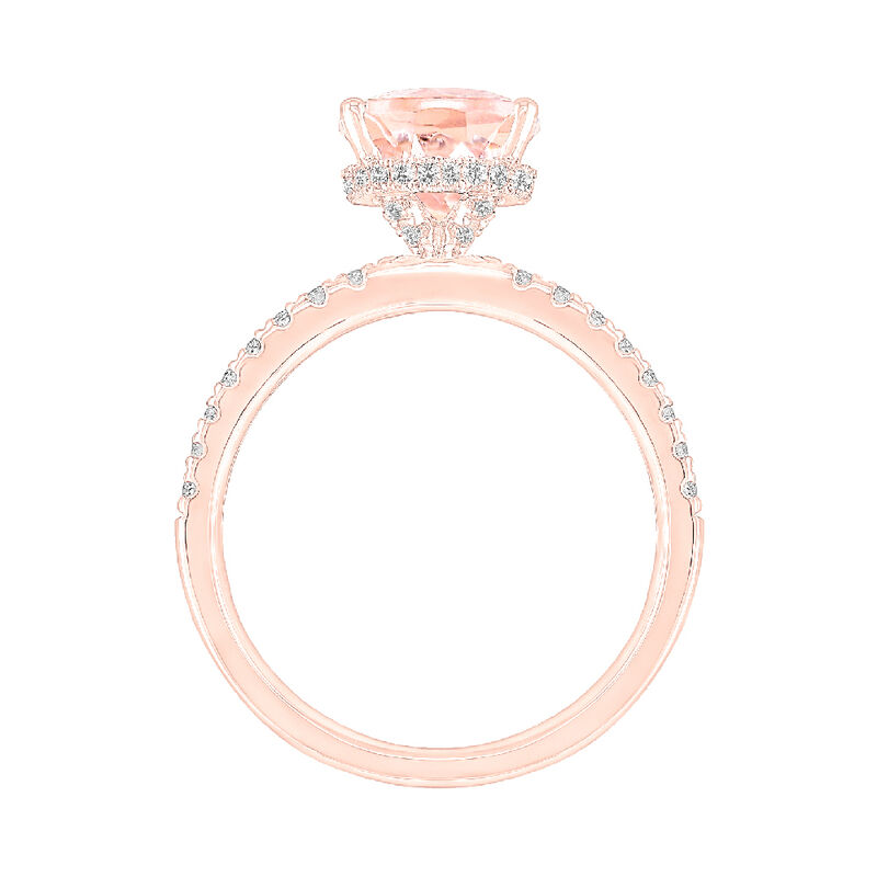 Round Morganite Ring with Diamond Band in 14K Rose Gold &#40;1/3 ct. tw.&#41;