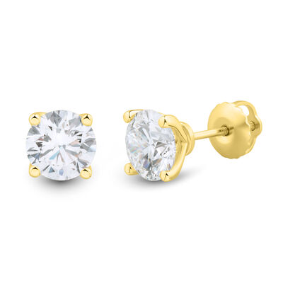 Lab Grown Diamond Round Stud Earrings In 14K Gold