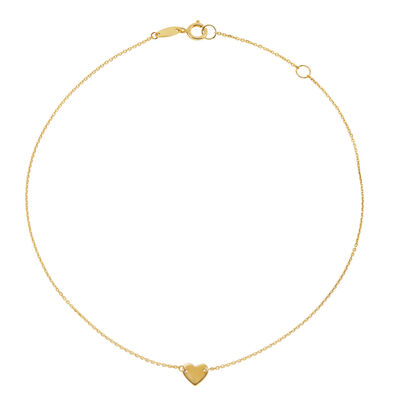 Heart Anklet in 14K Yellow Gold