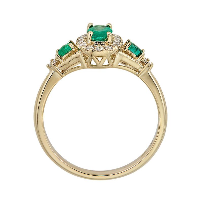 Emerald &amp; 1/7 ct. tw. Diamond Ring in 10K Yellow Gold