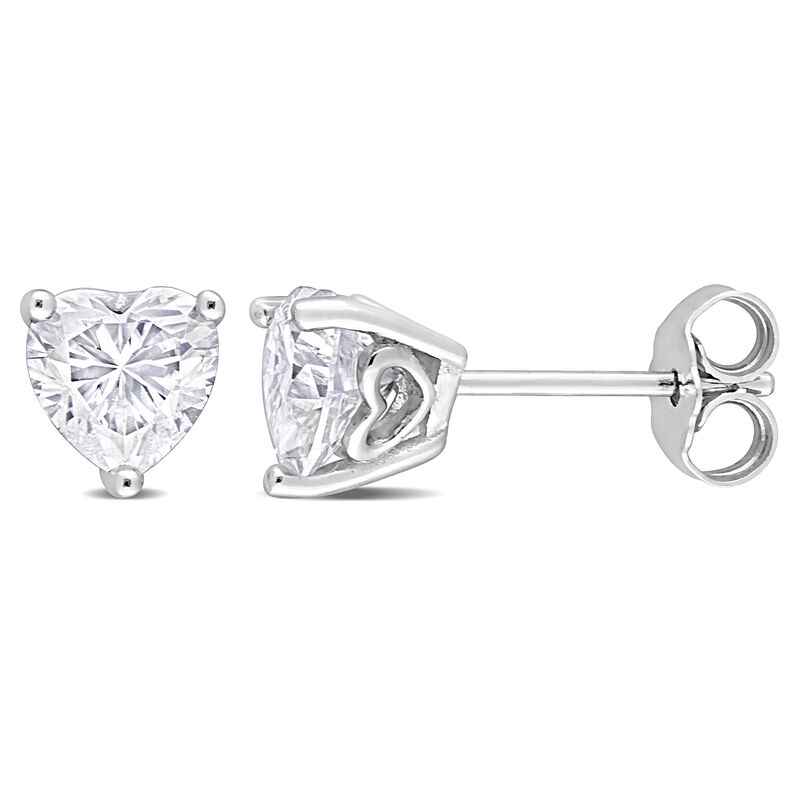 Heart-Shaped Lab-Created Moissanite Stud Earrings in Sterling Silver
