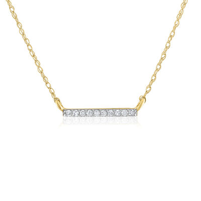 Bar Pendant with Diamond Accents in 14K Yellow Gold