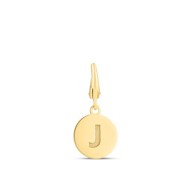 Initial Charm Disc with Letter “J” in 10K Yellow Gold