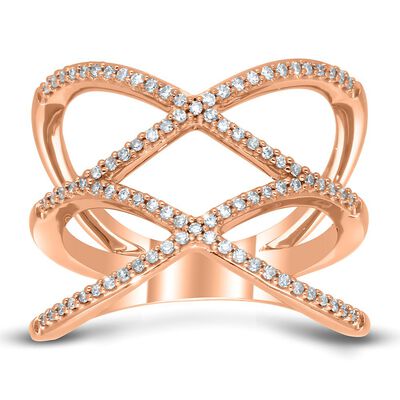Diamond Crisscross Ring in 10K Rose Gold (1/4 ct. tw.)