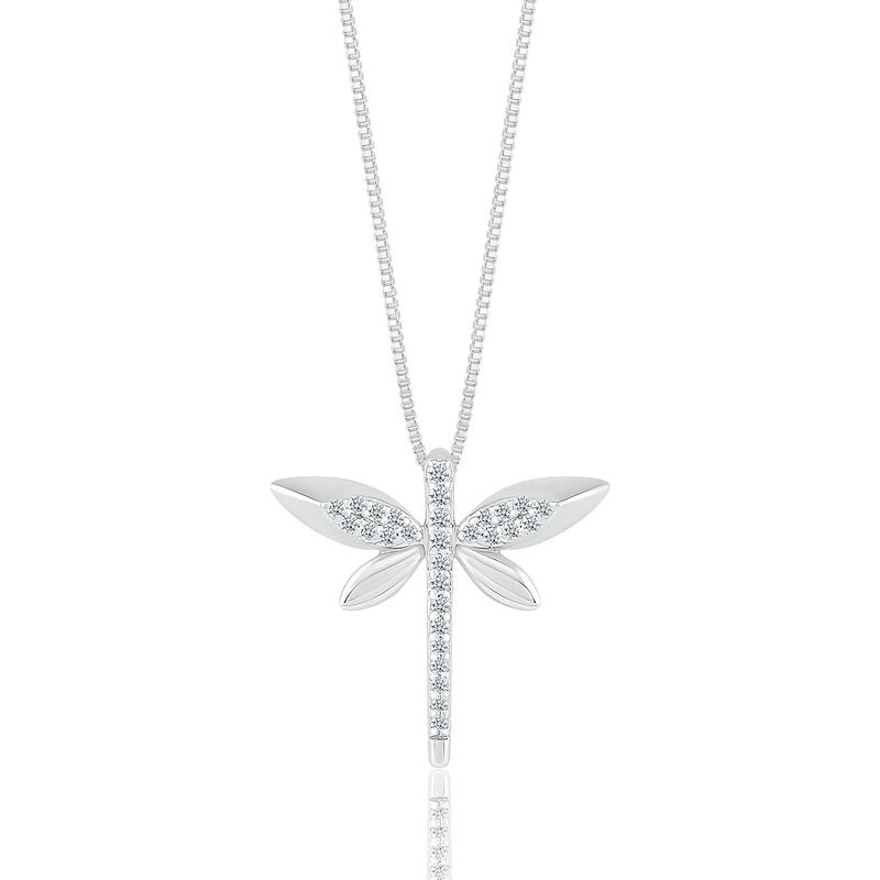 Diamond Dragonfly Pendant in Sterling Silver &#40;1/8 ct. tw.&#41;