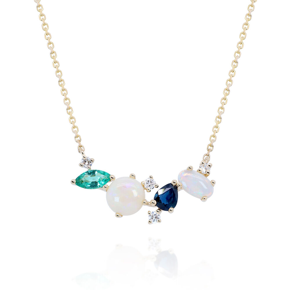 Vintage 1970's Platinum 18ct AAA Aquamarine Necklace W/ Opal & Diamond –  Lane Mitchell Jewelers