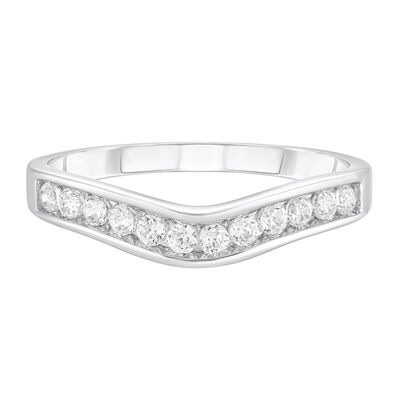 Diamond Contour Wedding Band with Channel Setting in 14K White Gold (1/3 ct. tw.)