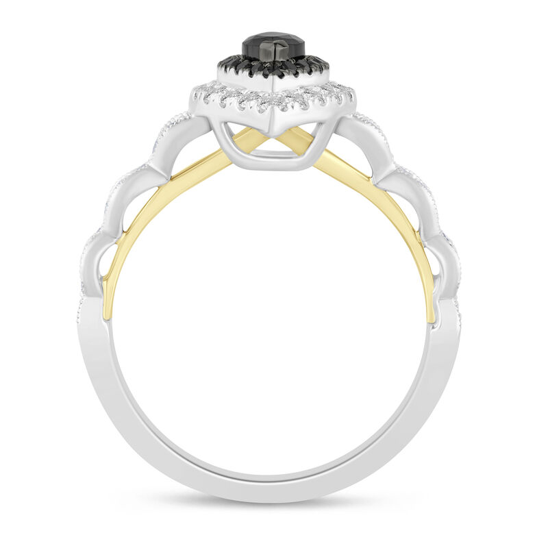 Dahlia Black Diamond and Diamond Halo Engagement Ring in 14K Gold &#40;1 ct. tw.&#41;