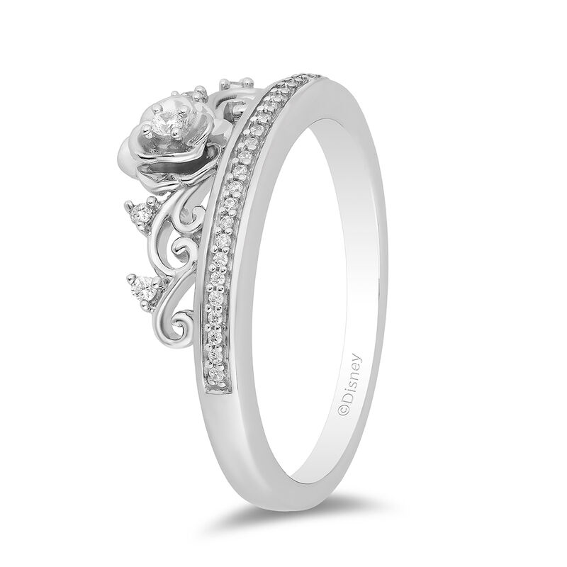 Cinderella Ring with Diamond Rose in Sterling Silver &#40;1/10 ct. tw.&#41;