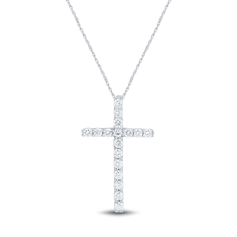 Lab Grown Diamond Cross Pendant in 14K White Gold &#40;5/8 ct. tw.&#41;