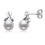 Freshwater Cultured Pearl and Diamond Accent Earrings in Sterling Silver