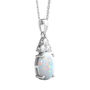 Lab Created Oval Opal &amp; Lab Created White Sapphire Pendant in Sterling Silver