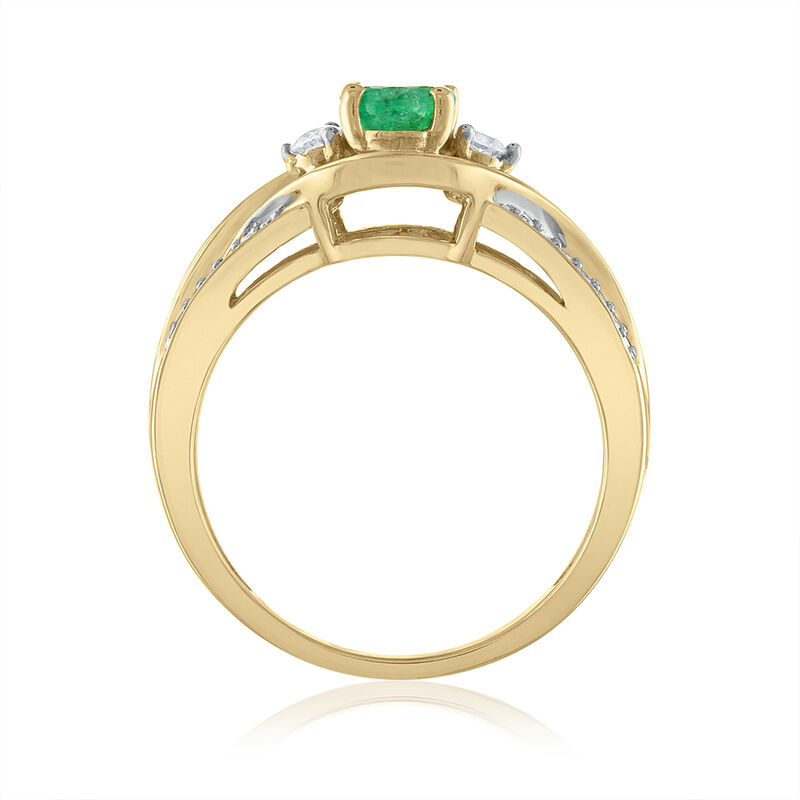 Oval Emerald &amp; Diamond Ring in 14K Yellow Gold &#40;1/2 ct. tw.&#41;