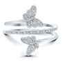 Double Butterfly Diamond Ring in Sterling Silver