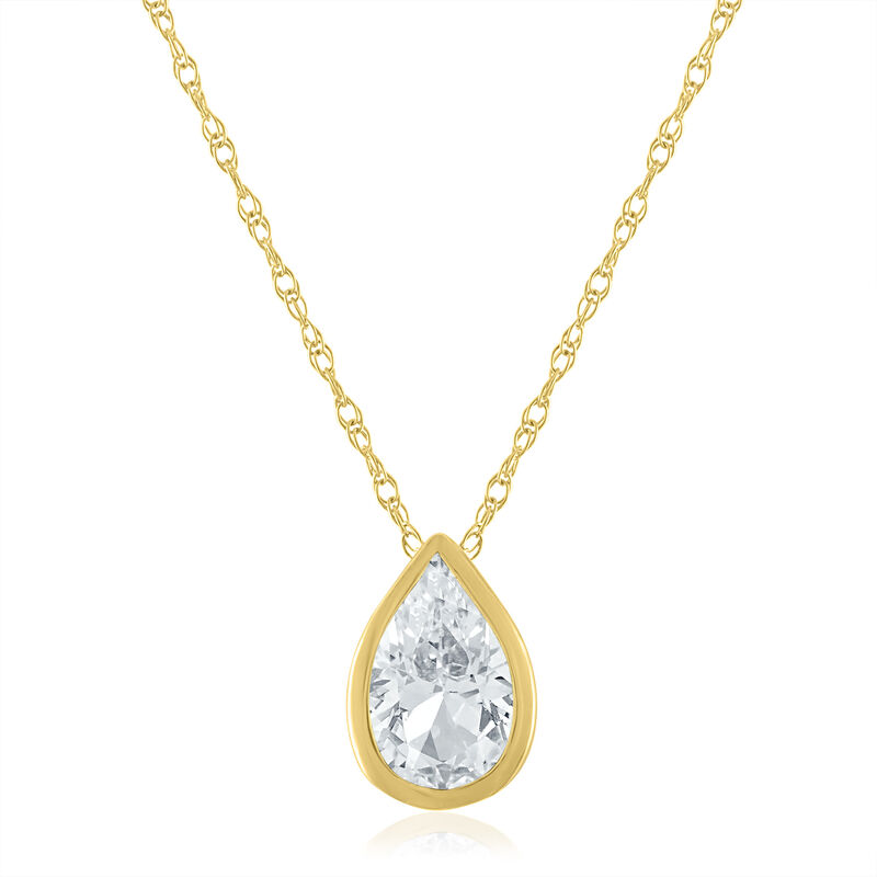 Lab-Created White Sapphire Birthstone Pendant in 10K Yellow Gold 