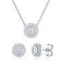 Lab Grown Diamond Halo Illusion Stud Earrings &amp; Pendant Set in Sterling Silver &#40;1/3 ct. tw.&#41;