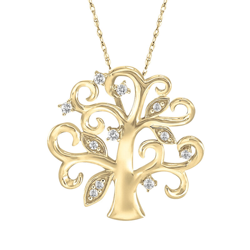Tree of Life Pendant with Diamonds in 10K Yellow Gold &#40;1/10 ct. tw.&#41;