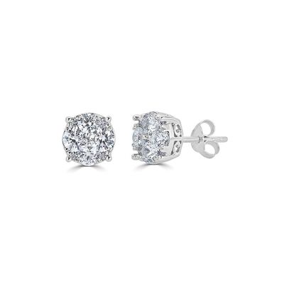 Diamond Cluster Stud Earrings with Filigree Setting in 10K White Gold (1 ct. tw.)