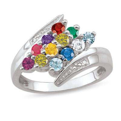 custom gemstone bypass ring with diamonds (2-12 stones)