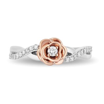Enchanted Disney Belle 1/5 ct. tw. Diamond Rose Ring in Sterling Silver & 10K Rose Gold