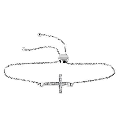 Rhythm & Muse™ Lab Created White Sapphire Cross Bolo Bracelet in Sterling Silver