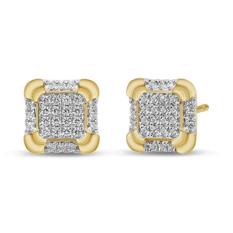 Square Diamond Cluster Stud Earrings in 10K Yellow Gold &#40;1/3 ct. tw.&#41;