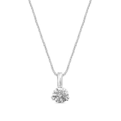 Lab Grown Diamond Round Solitaire Pendant in 14K White Gold (3/4 ct.)