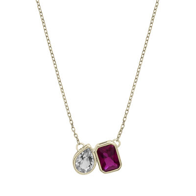 Lab-Created Ruby and Lab-Created White Sapphire Two-Stone Necklace in Vermeil