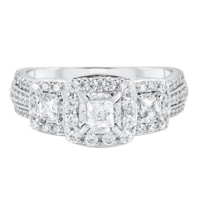 Three-Stone Diamond Engagement Ring in 14K White Gold (1 ct. tw.) 