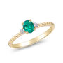 Emerald and Diamond Accent Stack Ring in 10K Yellow Gold
