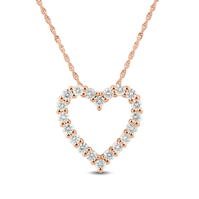 Diamond Open Heart Pendant in 10K Rose Gold &#40;1/2 ct. tw.&#41;