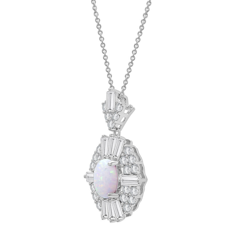 Lab Created Opal Pendant with Lab Created White Sapphires in Sterling Silver