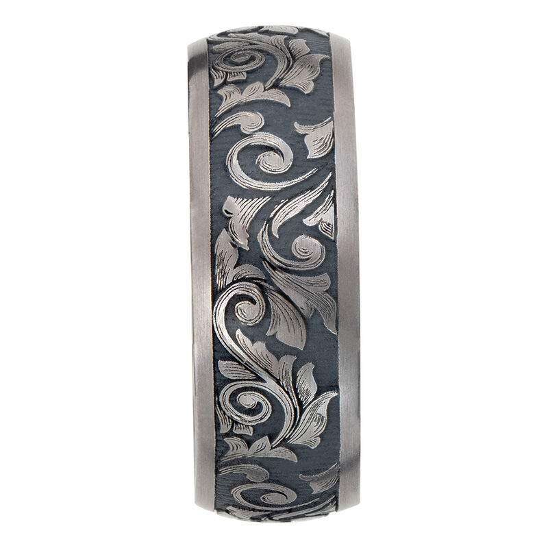 Men&rsquo;s Scroll Wedding Band with Black Cerakote in Tantalum, 8mm