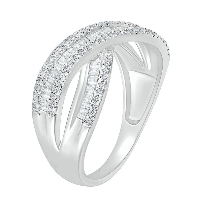 Crossover Ring with Baguette Diamonds in 10K White Gold &#40;5/8 ct. tw.&#41;