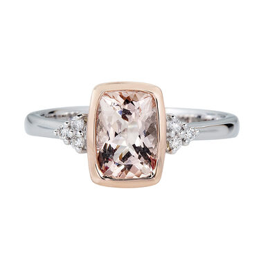 Morganite & Diamond Ring in 10K Rose & White Gold