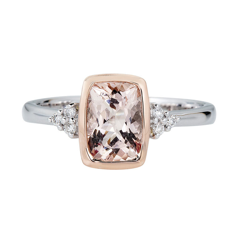Morganite &amp; Diamond Ring in 10K Rose &amp; White Gold