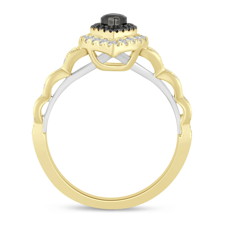 Dahlia Black Diamond and Diamond Halo Engagement Ring in 14K Gold &#40;1 ct. tw.&#41;