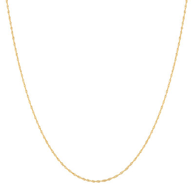 Solid Singapore Chain in 14K Yellow Gold, 1.3MM, 16