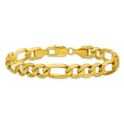 Solid Flat Figaro Bracelet in 14K Yellow Gold, 8.75MM, 8”