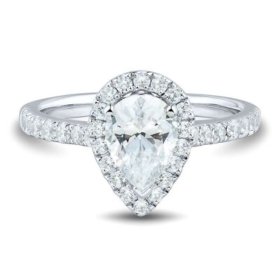 1 1/2 ct. tw. Lab Grown Diamond Halo Engagement Ring in 14K White Gold