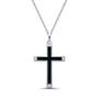 Black Cross Pendant with Diamond Accents in Black Enamel &amp; Sterling Silver