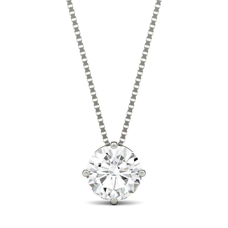 Round Moissanite Solitaire Pendant in 14k white gold &#40;1 ct.&#41;