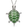 Teardrop Jade Turtle Pendant in Sterling Silver