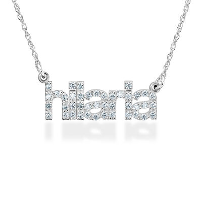 personalized diamond nameplate necklace (6-8 letters)