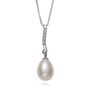 Freshwater Cultured Pearl &amp; Lab Created White Sapphire Pendant in Sterling Silver