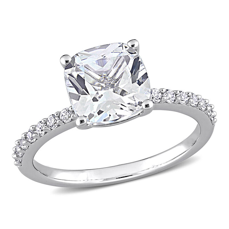 Cushion-Cut Lab Created White Sapphire Ring in 10K White Gold