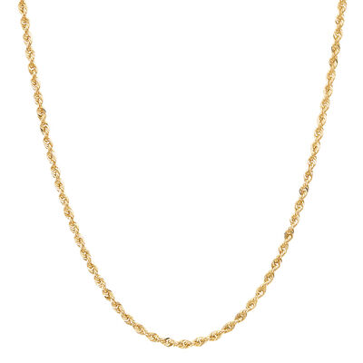 Glitter Rope Chain Necklace in 14K Yellow Gold, 2mm, 24”