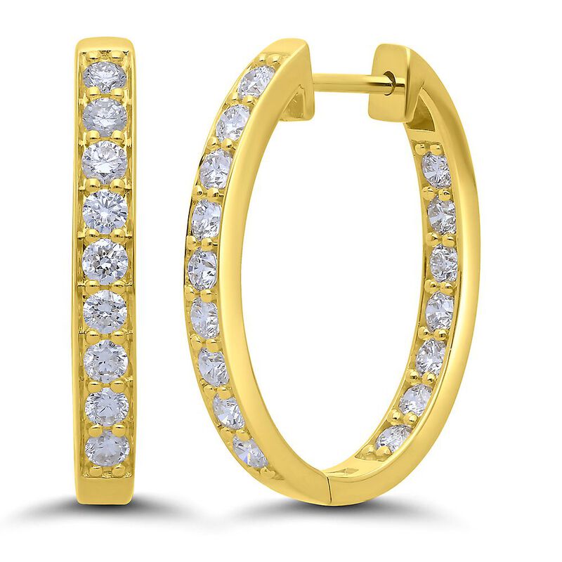 1 1/2 ct. tw. Diamond Inside-Out Hoop Earrings in 14K Yellow Gold