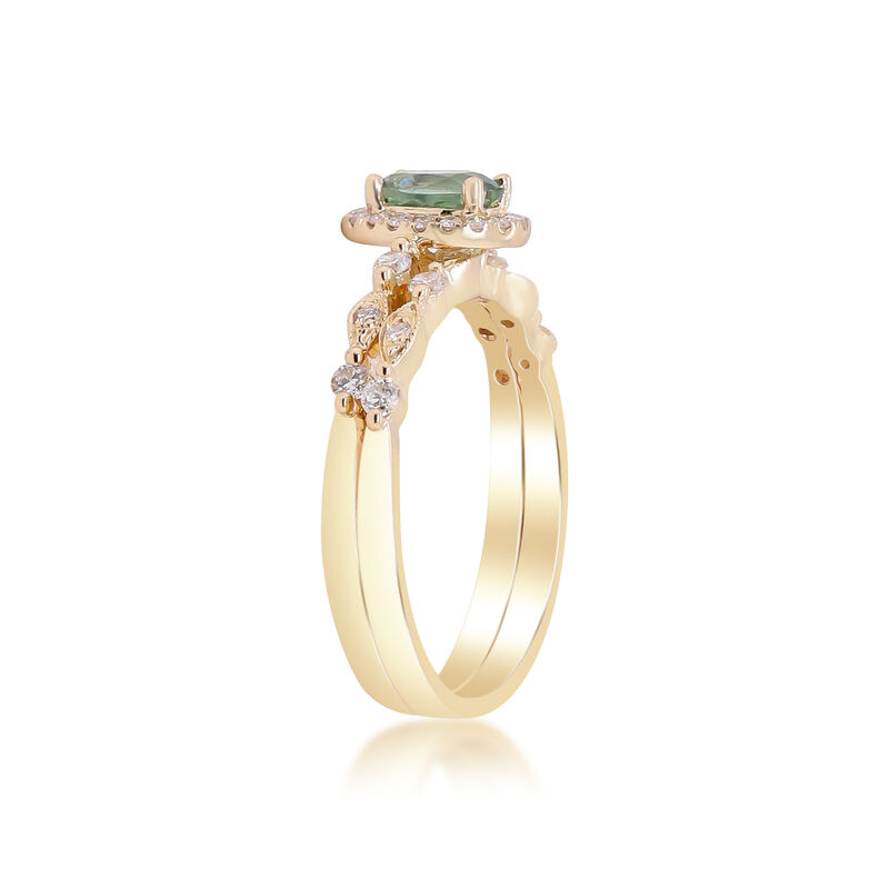 Teal Sapphire and Diamond Engagement Ring Set in 14K Yellow Gold &#40;1/3 ct. tw.&#41; 