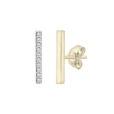 Diamond Accent Mismatched Bar Stud Earrings in 14K Yellow Gold